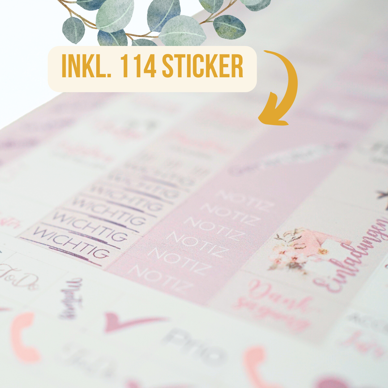 Hochzeitskalender | Hochzeitsplaner | Mit Stickerbogen