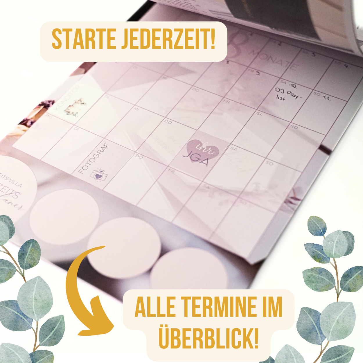 Hochzeitskalender | Hochzeitsplaner | Mit Stickerbogen