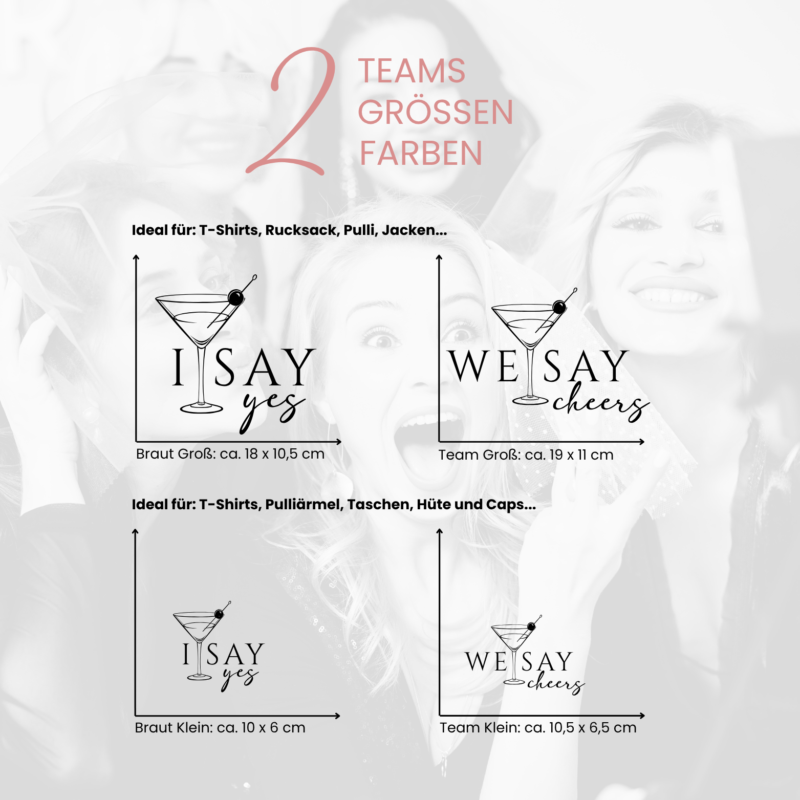 JGA Bügelbild

Aufbügelmotiv Braut

Team Braut Bügelbild

I Say Yes Aufbügler

We Say Cheers Shirt

JGA T-Shirt Bügelbild

DIY JGA Outfit