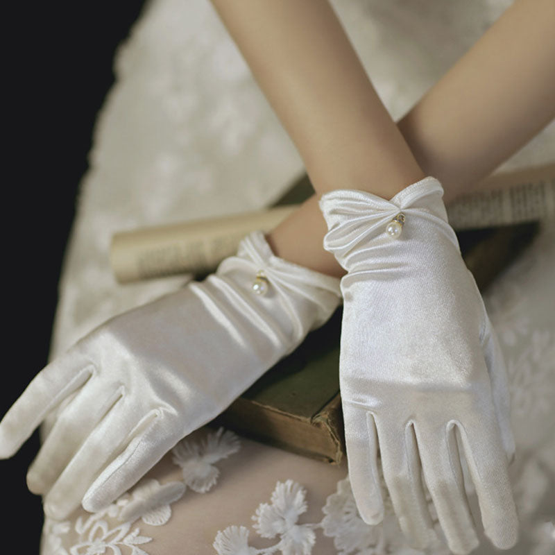 Brauthandschuhe, Brautkleid Accessoires, Hochzeits-Villa, Brautaccessoire, Hochzeitsaccessoire, Braut, Hochzeit, das gewisse etwas,  Handschuhe, Perlen, Vintage, Vintage Hochzeit, weiß, Satin Handschuhe