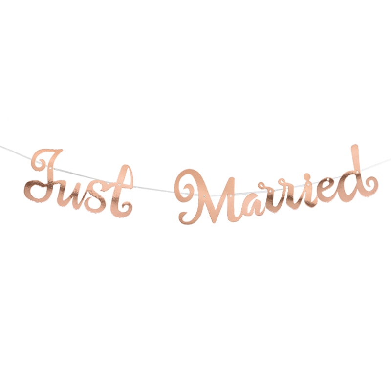 Wimpelkette, Just Married, Hochzeitsdekoration, Brautauto, Hochzeitsauto, Hochzeitspanner, Gold, Rose Gold, Happy Wedding, Überraschung Brautpaar, frisch verheiratet 