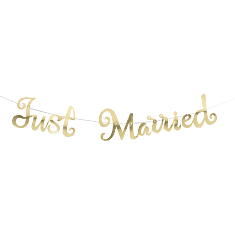 Wimpelkette, Just Married, Hochzeitsdekoration, Brautauto, Hochzeitsauto, Hochzeitspanner, Gold, Rose Gold, Happy Wedding, Überraschung Brautpaar, frisch verheiratet 