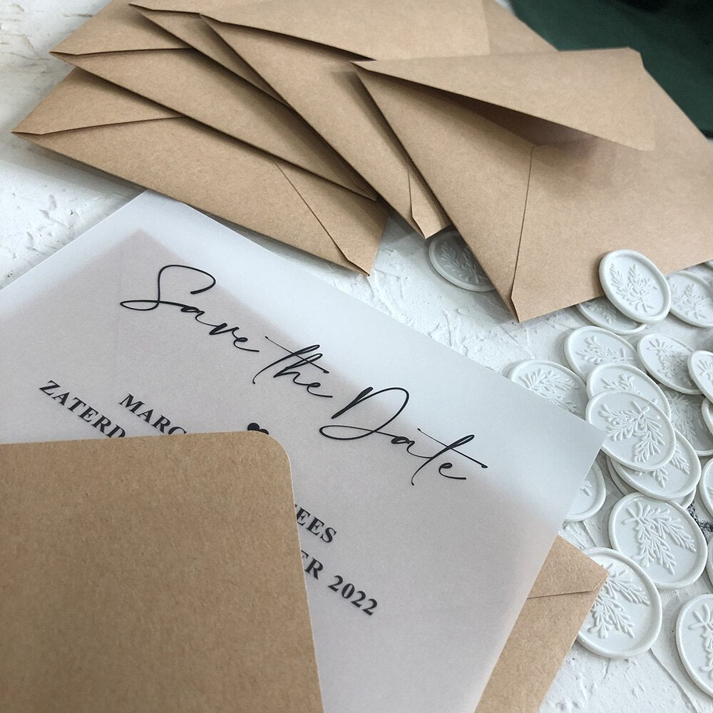 Pergament Einladung, Save the Date Einladung, Transparente Hochzeitseinlaung, Set Save the Date Karten, Waschsigel Einladung, Hochzeitseinladung, Transparente Save the Date Karte, Save the Date Karte, DIY Hochzeitseinlaung, Set DIY Einladung 
