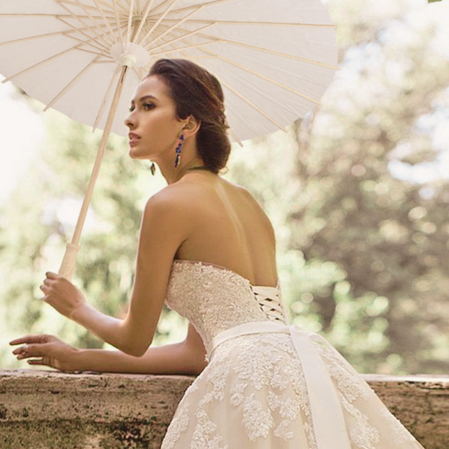 Brautschirm, Papierschirm, Reißpapier Bambus Schirm, Hochzeitschirm, Schatten Hochzeit, Foto Requisit Hochzeit, Hochzeitsfoto, weißer Sonnenschirm, Hochzeits-Villa, großer Schirm, Regenschirm, 