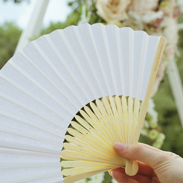 6x Weiße Faltfächer - Handfächer Für Hochzeitsdeko & DIY Basteln