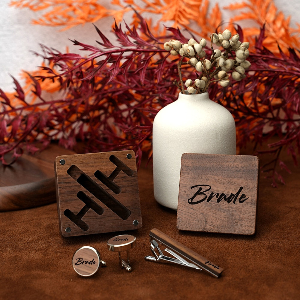 Manschettenknöpfe personalisiert, Holzmanschettenknöpfe, individuelle Manschettenknöpfe, Bräutigam Geschenk, Trauzeugen Geschenk, Groom Geschenk, edle Manschettenknöpfe, Hochzeits-Villa, Manschettenknöpfe mit Gravur, Brautvater Geschenk, Manschettenknöpfe mit Initialen, Krawattennadel aus Holz, Geschenke Set für ihn, Hochzeitstag, Geschenk zur Hochzeit,  Krawattennadel mit Gravur
