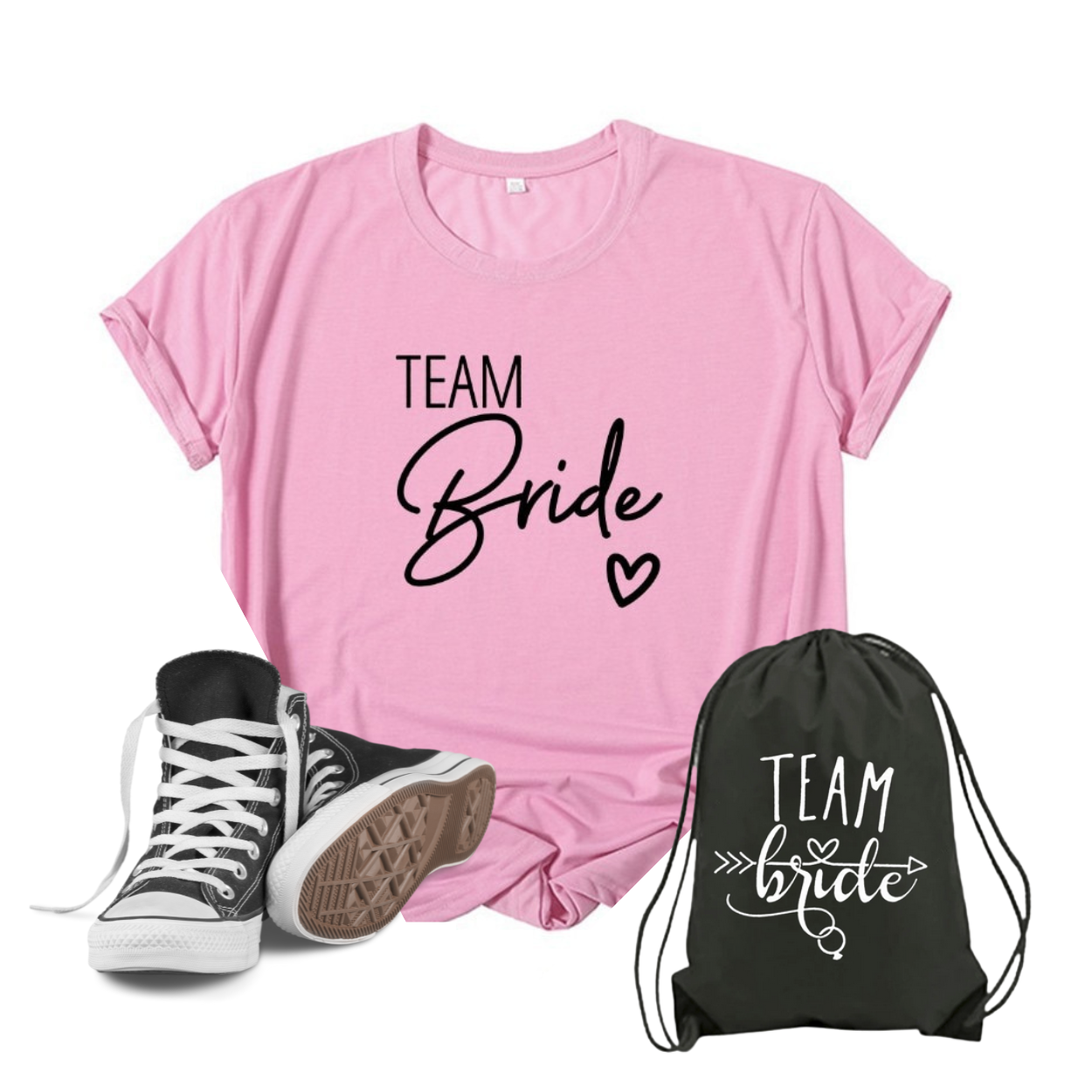 Team Bride, T-Shirts, Team Bride Bachelorette, Party, Shower, Junggesellenenabschied, JGA Girls, bedruckte T-shirts, Hochzeitsvilla, Hochzeitsshop, Jga Accessoires, 