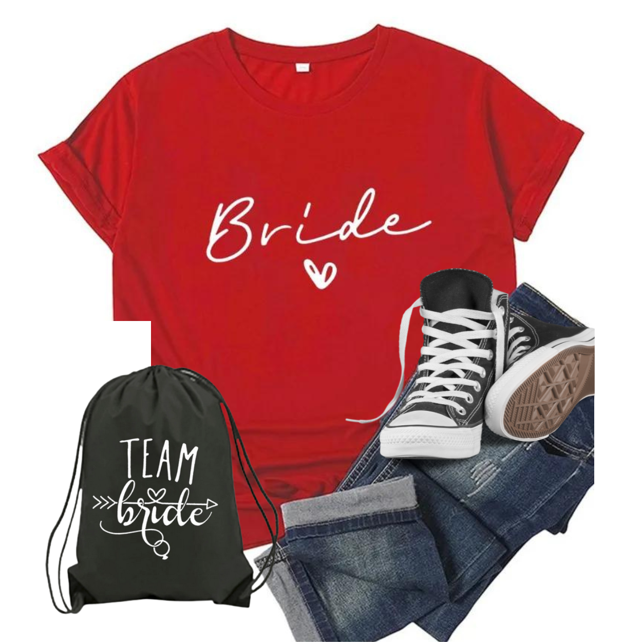 Team Bride, T-Shirts, Team Bride Bachelorette, Party, Shower, Junggesellenenabschied, JGA Girls, bedruckte T-shirts, Hochzeitsvilla, Hochzeitsshop, Jga Accessoires, 