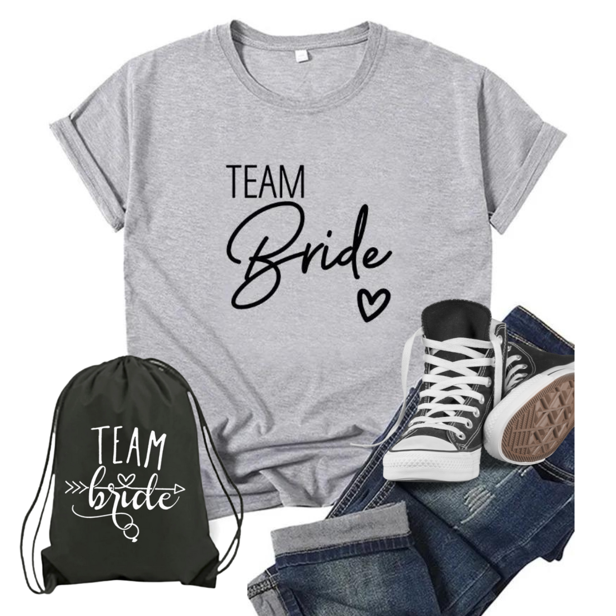 Team Bride, T-Shirts, Team Bride Bachelorette, Party, Shower, Junggesellenenabschied, JGA Girls, bedruckte T-shirts, Hochzeitsvilla, Hochzeitsshop, Jga Accessoires, 