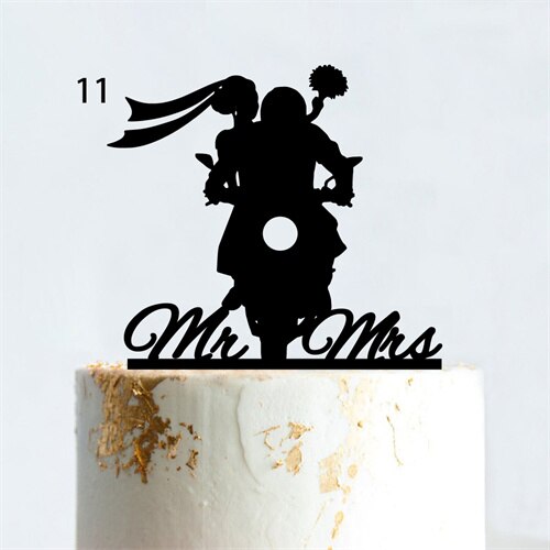 Cakepopper, Kuchendeko, Acryldeko, Tortentopper, Hochzeitstorte deko, Gold, Silber, Wedding Cake Topper, Hochzeits-Villa, Biker Hochzeit, Motorrad Cake Topper, Biker-Liebe, Motorradtopper