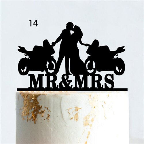 Cakepopper, Kuchendeko, Acryldeko, Tortentopper, Hochzeitstorte deko, Gold, Silber, Wedding Cake Topper, Hochzeits-Villa, Biker Hochzeit, Motorrad Cake Topper, Biker-Liebe, Motorradtopper