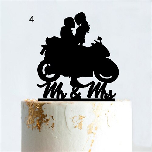 Cakepopper, Kuchendeko, Acryldeko, Tortentopper, Hochzeitstorte deko, Gold, Silber, Wedding Cake Topper, Hochzeits-Villa, Biker Hochzeit, Motorrad Cake Topper, Biker-Liebe, Motorradtopper