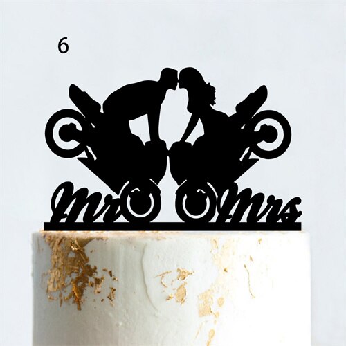 Cakepopper, Kuchendeko, Acryldeko, Tortentopper, Hochzeitstorte deko, Gold, Silber, Wedding Cake Topper, Hochzeits-Villa, Biker Hochzeit, Motorrad Cake Topper, Biker-Liebe, Motorradtopper