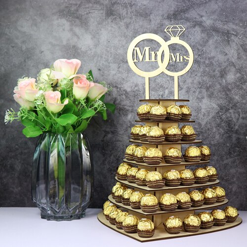Schokoladenständer, Kuchendeko, Holzständer,  Hochzeitstorte deko, Wedding Cake, Herzen, Hochzeits-Villa, personalisierte Kuchendeko, Brautpaa Namen, Candy Bar, Pralinen Aufsteller, Dessert Etagere 