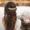 Brautschmuck, Haarschmuck, Hochzeitsfrisur, Haarspange Hochzeit, Kristall, Brauthaarschmuck, Schmuckkamm, Flechtfrisur,   romantischer Haarschmuck, eleganter Haarschmuck, Haarrebe, Kopfschmuck, Blumenschmuck, Rosegold, Silber, Gold, Draht, lang, breit, Hochzeits-Villa, Brautaccessoire, Hochzeits accessoire, Braut, Hochzeit, Strass, Haarspange Hochzeit, Kristallsteinchen, 