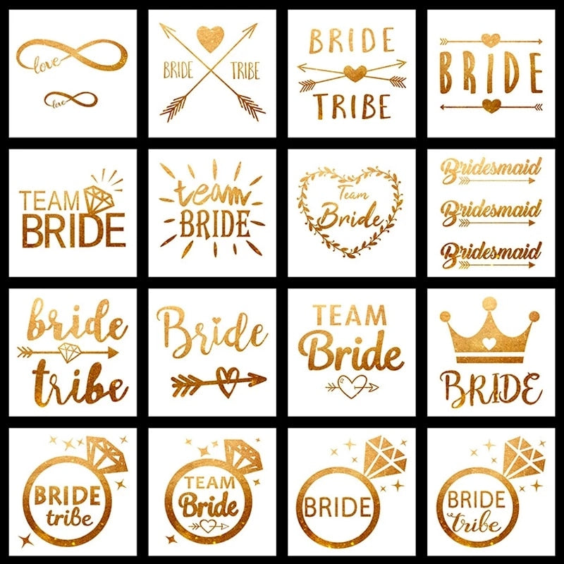 Klebetatoos, Tatoos JGA, Junggesellinnenabschied, JGA Accessoires, Team Bride Tatoo, Hochzeit, Party Tatoos, Gold Tatoo, Hochzeit, Hochzeits-Villa, Sticker JGA, 