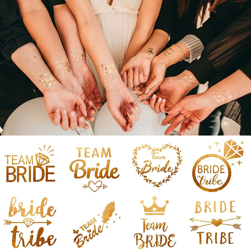Klebetatoos, Tatoos JGA, Junggesellinnenabschied, JGA Accessoires, Team Bride Tatoo, Hochzeit, Party Tatoos, Gold Tatoo, Hochzeit, Hochzeits-Villa, Sticker JGA, 