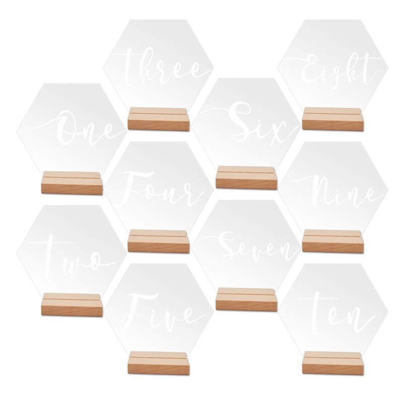 Tischnummern, Hochzeitsdeko, Hochzeitstisch, Table number, Sitzordnung, Hochzeit, Tischdeko, Tischnummer frostet, Acryl, personalisierte Tischnummer, Aufkleber, individuelles Design, Tischschild, Hochzeits-Villa, Runde Form,  Hexagon, Plexiglas, Hexagon, Tischnummern, Acrylnummern, Acryl, Holz, Hexagon Holz, Hochzeitstisch, Tischdeko, Hochzeitsvilla, 1-20,