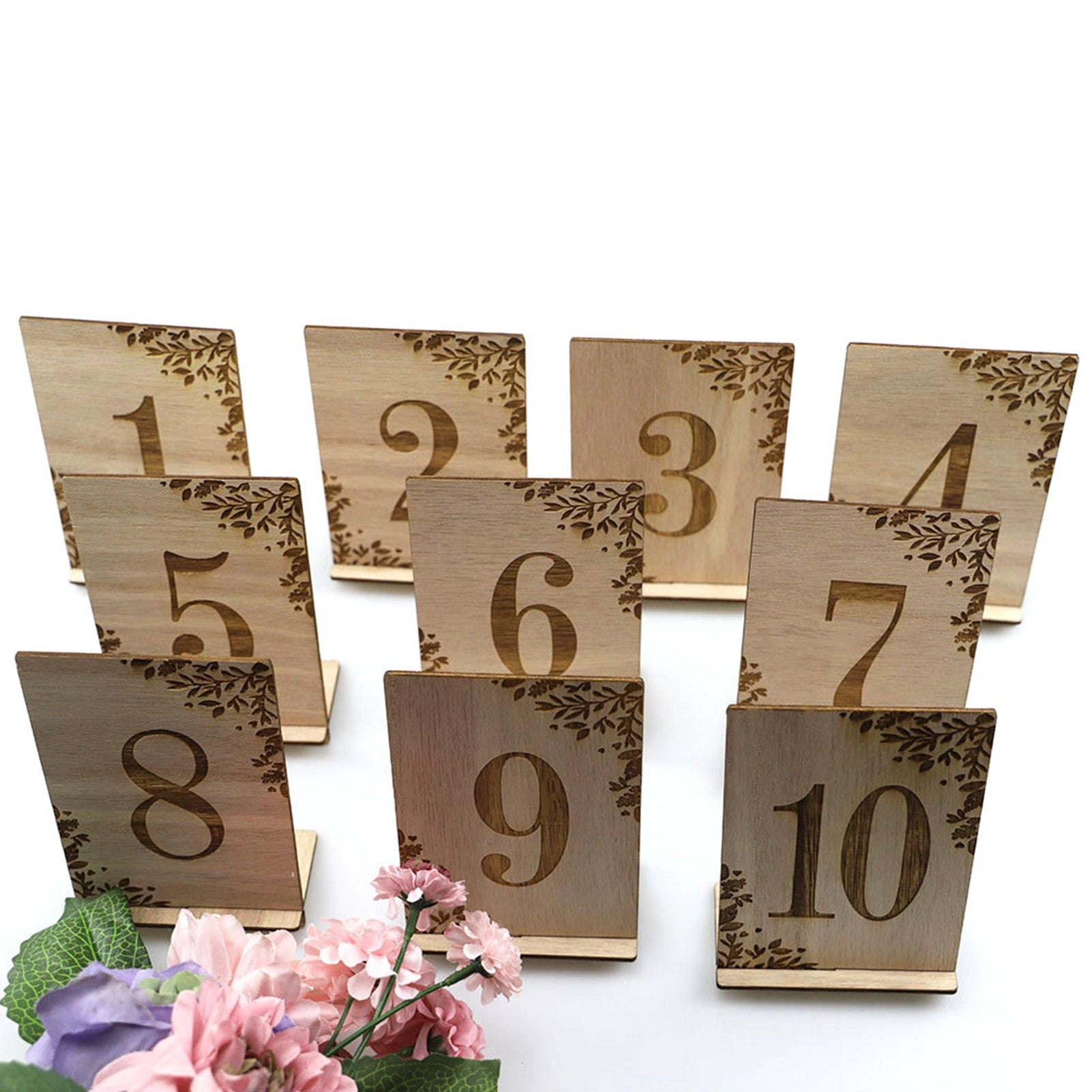 Tischnummern, Hochzeitsdeko, Hochzeitstisch, Table number, Sitzordnung, Hochzeit, Tischdeko, Tischnummer Holz,  Tischschild, Hochzeits-Villa, romantisch, Florale Hochzeitsdeko, Romantische Hochzeitsdekoration, Holz, Hochzeitstisch, Tischdeko, Hochzeitsvilla, 1-10,
