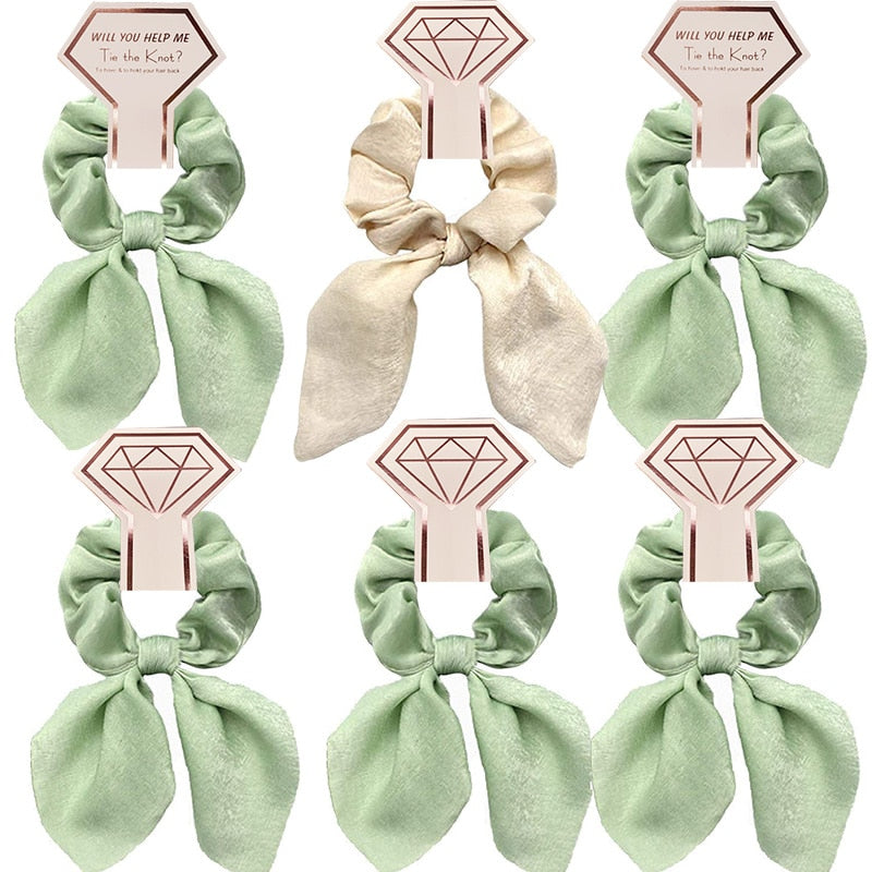 Haargummi, Haarband, Haarschleife, JGA, Brautjungfern, Geschenk, Brautjungfernbox, Blumenmädchen, Gastgeschenk, Hochzeit, Getting ready, Junggesellinnenabschied, Hochzeits-Villa, Haargummi Mauve, Haargummi mint, Creme