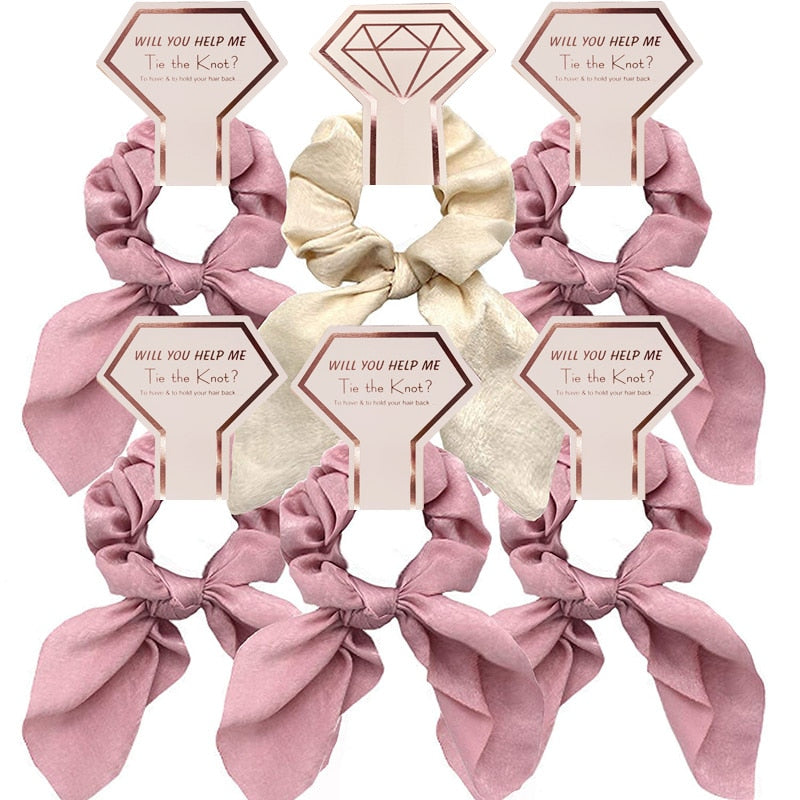 Haargummi, Haarband, Haarschleife, JGA, Brautjungfern, Geschenk, Brautjungfernbox, Blumenmädchen, Gastgeschenk, Hochzeit, Getting ready, Junggesellinnenabschied, Hochzeits-Villa, Haargummi Mauve, Haargummi mint, Creme